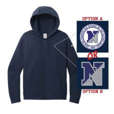 Nike Women's Club Fleece Sleeve Swoosh Full-Zip Hoodie (Navy)